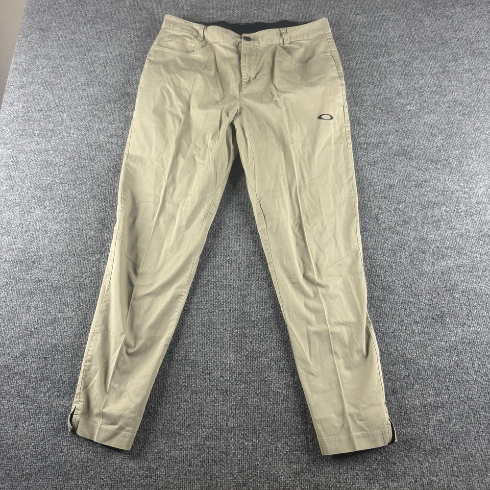 Oakley Pants Mens 34x28 Beige Stretch Chino Regular Fit Straight Logo Pockets